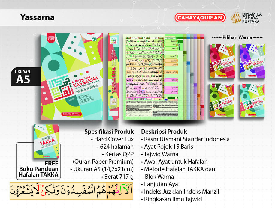 Qur'an Yassarna Untuk Hafalan + Buku Metode Hafalan TAKKA, Lengkap Terjemah dan Tajwid
